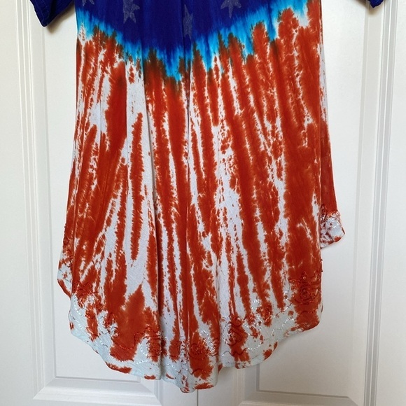 Greater Good Patriotic Tunic Women’s OS embroidery Stars Americana Boho festival - Picture 4 of 8